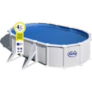 Piscina fuori terra ovale Gre Atlantis bianca, 610x375x132 cm. Set completo con liner blu.
