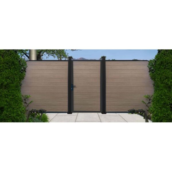 Cancello in WPC effetto legno Teck per pannello 90x180 cm legno