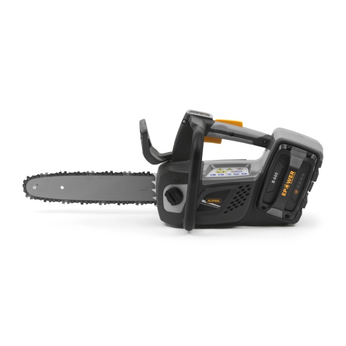 Motosega a batteria Alpina, modello t.b.t., per lavori di giardinaggio.