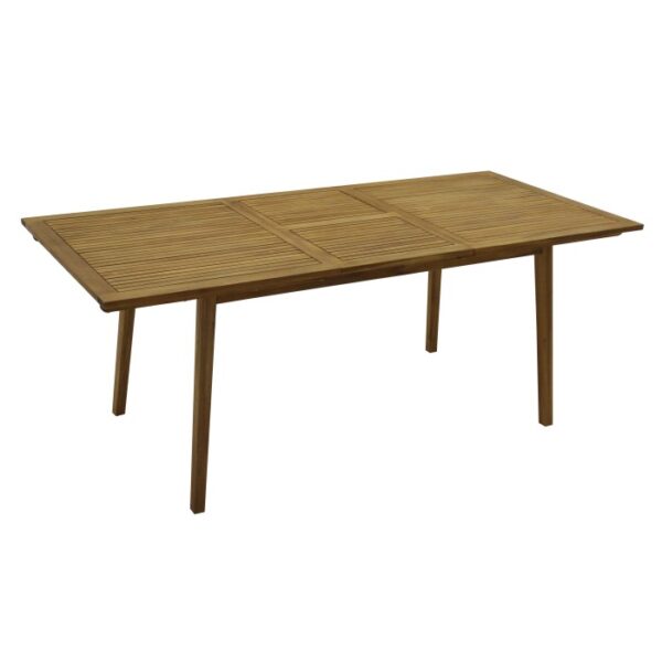 Tavolo da giardino rettangolare t.b.t. in legno con motivo a listelli.