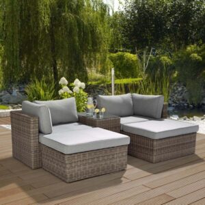 Salotto da giardino Olea in polyrattan sabbia 3 posti