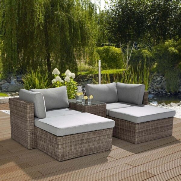 Salotto da giardino Olea in polyrattan sabbia 3 posti