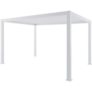 Gazebo t.b.t. bianco con linee rette e design minimalista.