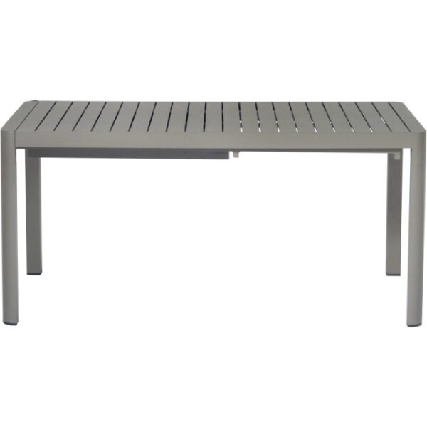 Tavolo da giardino t.b.t. grigio con piano a listelli.