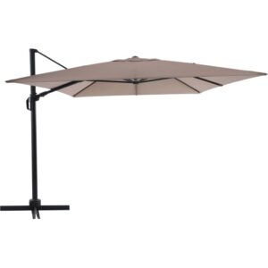 Ombrellone a braccio Bonbeach beige, 392 cm, con manovella e struttura nera.