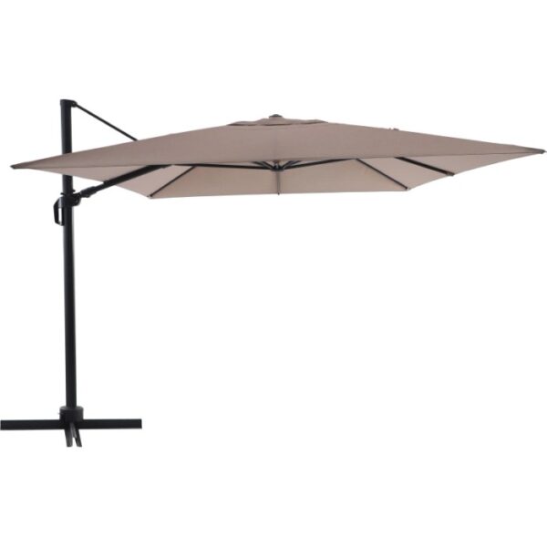 Ombrellone a braccio Bonbeach beige, 392 cm, con manovella e struttura nera.