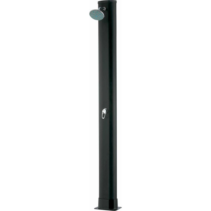 Doccia solare Gre in PVC nero con serbatoio da 30 l e soffione. Ideale per giardino e piscina.
