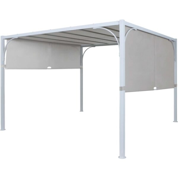 Pergola in acciaio Tilcara con tetto scorrevole L298xP298xH210 cm beige