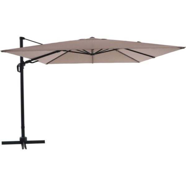 Ombrellone a braccio Bonbeach beige, 299 cm, con manovella e struttura nera.