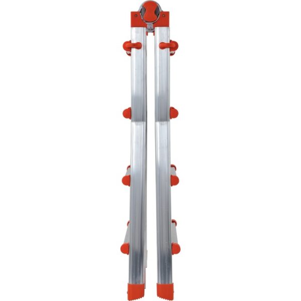 Scala edile t.b.t. piegata, color argento con dettagli rossi.