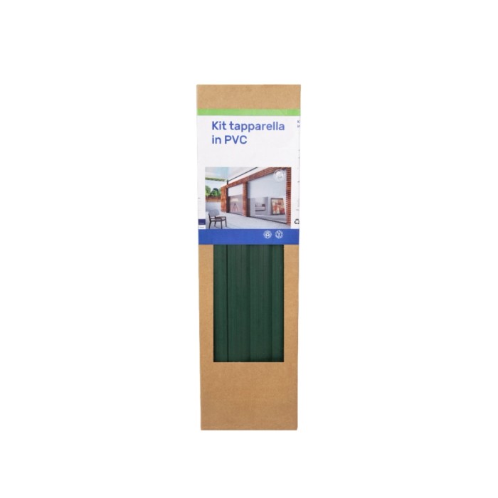Confezione di una tapparelle (persiana avvolgibile) in PVC verde in kit.