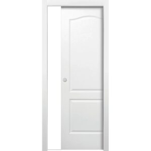 Porta interna bianca t.b.t. con due pannelli e design arrotondato.