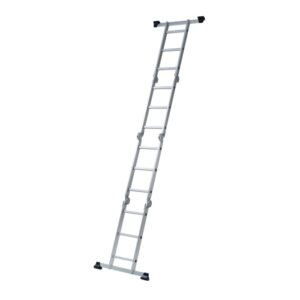 Scala multifunzione argentata per edilizia, estensibile.