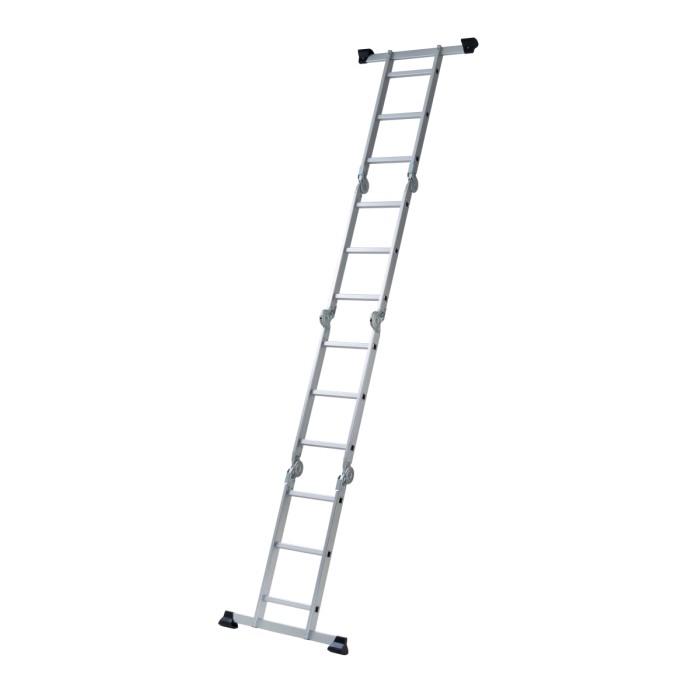 Scala multifunzione argentata per edilizia, estensibile.