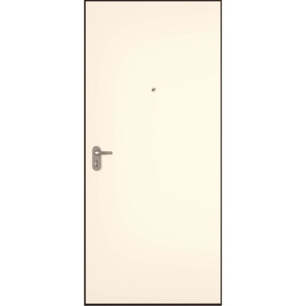 Porta blindata t.b.t. color crema con maniglia e spioncino.