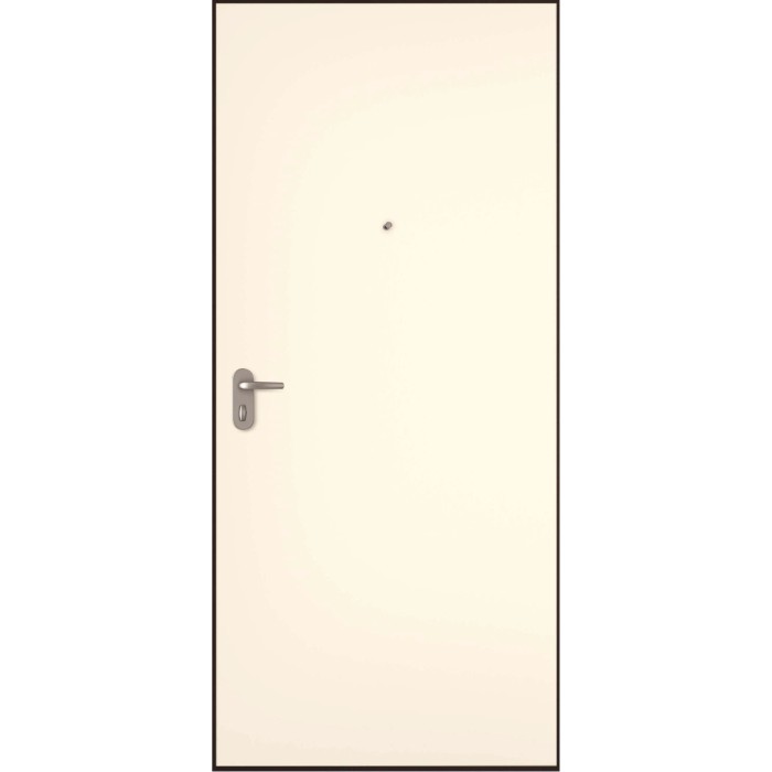 Porta blindata t.b.t. color crema con maniglia e spioncino.