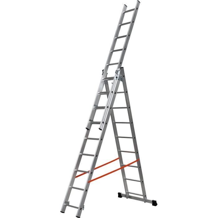 t.b.t. Scala multifunzione in alluminio, utilizzabile come scala a pioli o a cavalletto.