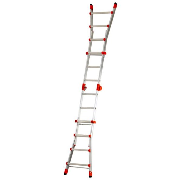 Scala t.b.t. per edilizia, color argento con dettagli rossi.
