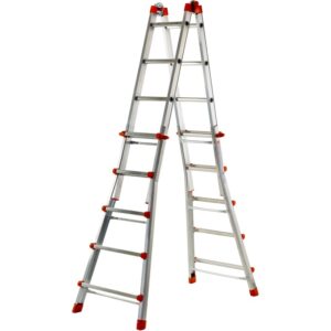 Scala multifunzione argentata t.b.t. per edilizia, piegata.