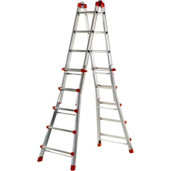 Scala multifunzione argentata t.b.t. per edilizia, piegata.