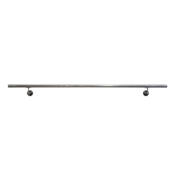 Corrimano in acciaio inox per scale e ringhiere. Colore argento, per montaggio a parete.