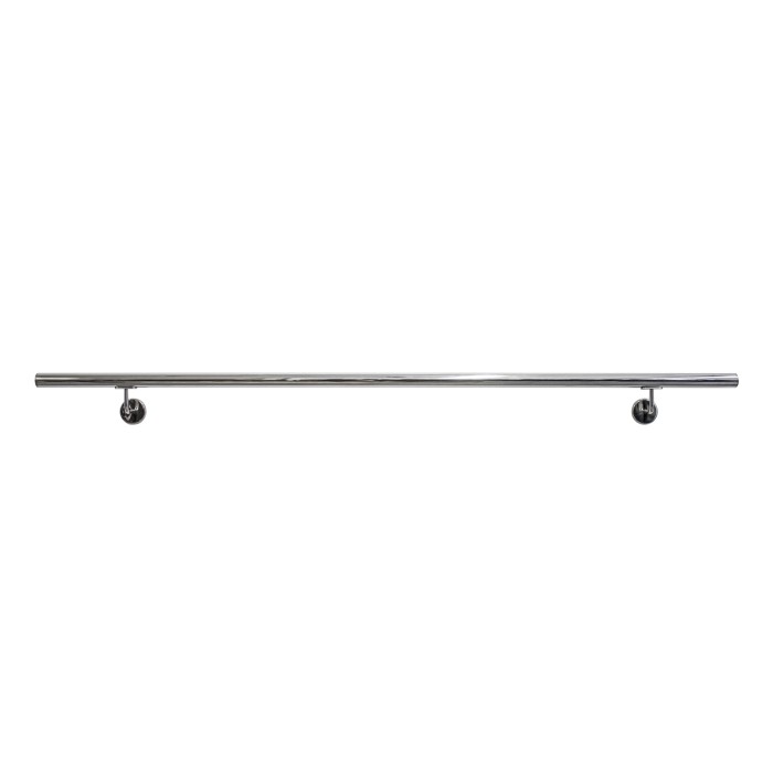 Corrimano in acciaio inox per scale e ringhiere. Colore argento, per montaggio a parete.