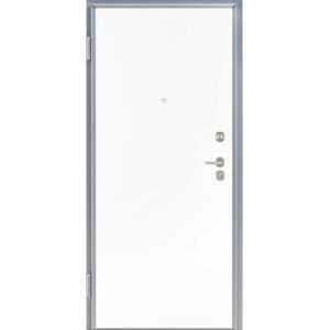 Porta blindata bianca con telaio argentato. Protezione antieffrazione per la tua casa.