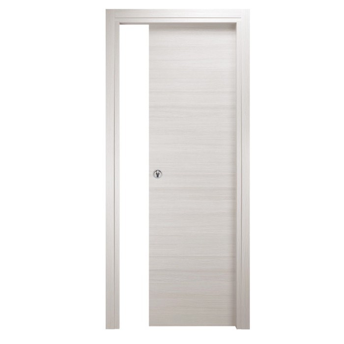 Porta interna chiara con telaio, effetto legno. Porta per interni.