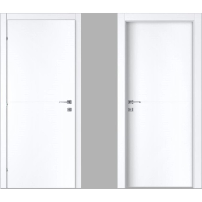 Due porte interne bianche con maniglie argentate. Categoria: Porte per interno.