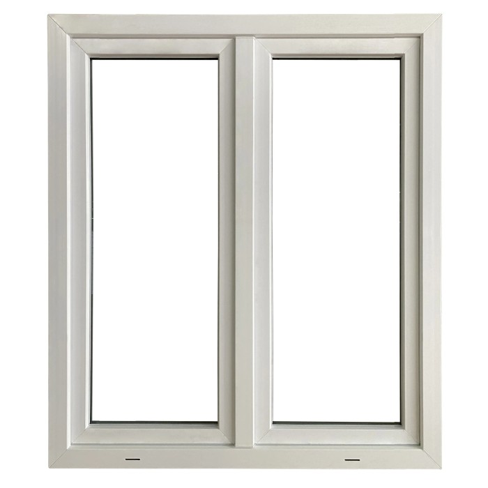 Finestra in PVC bianca a due ante. Finestra per nuove costruzioni e ristrutturazioni.