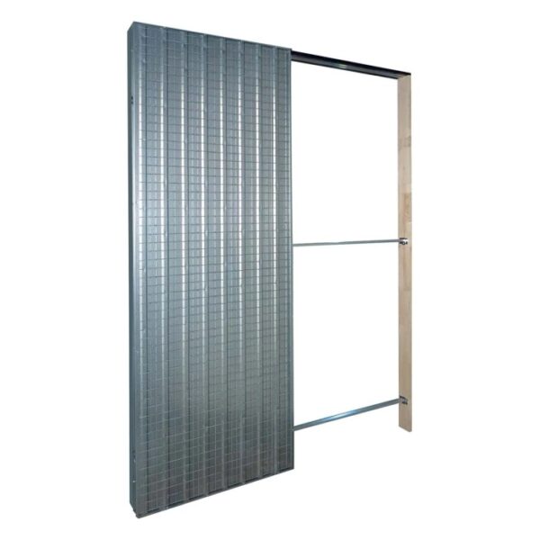 Accessorio per porta scorrevole in metallo per interni, vista dettagliata.