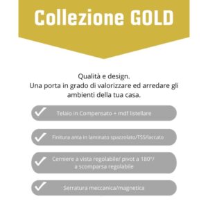 Dettagli della porta interna: Telaio, superficie, cerniere e serratura in sintesi.