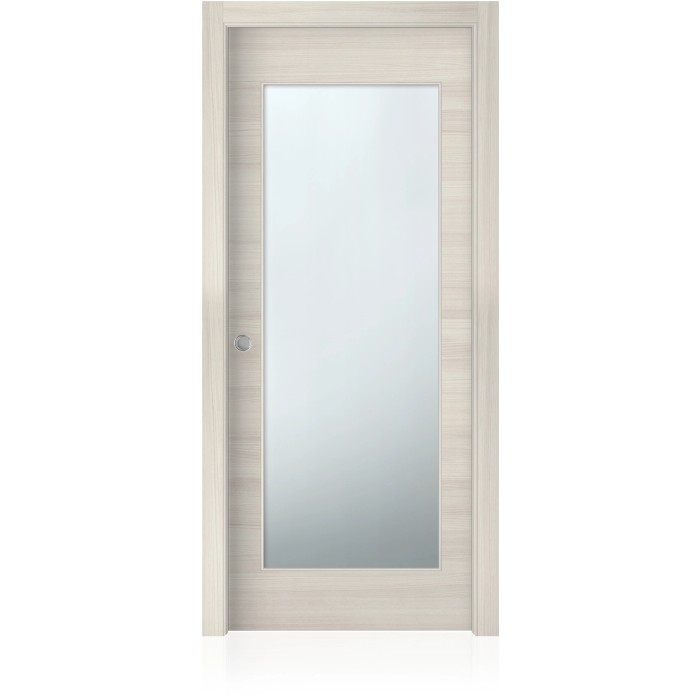 Porta interna chiara con inserto in vetro rettangolare. Porta per interni.