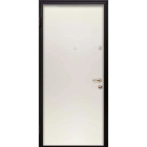Porta blindata t.b.t. con telaio nero e pannello porta bianco.