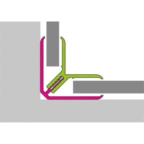 Profilo angolare t.b.t., rosa e verde, per rivestimento murale.