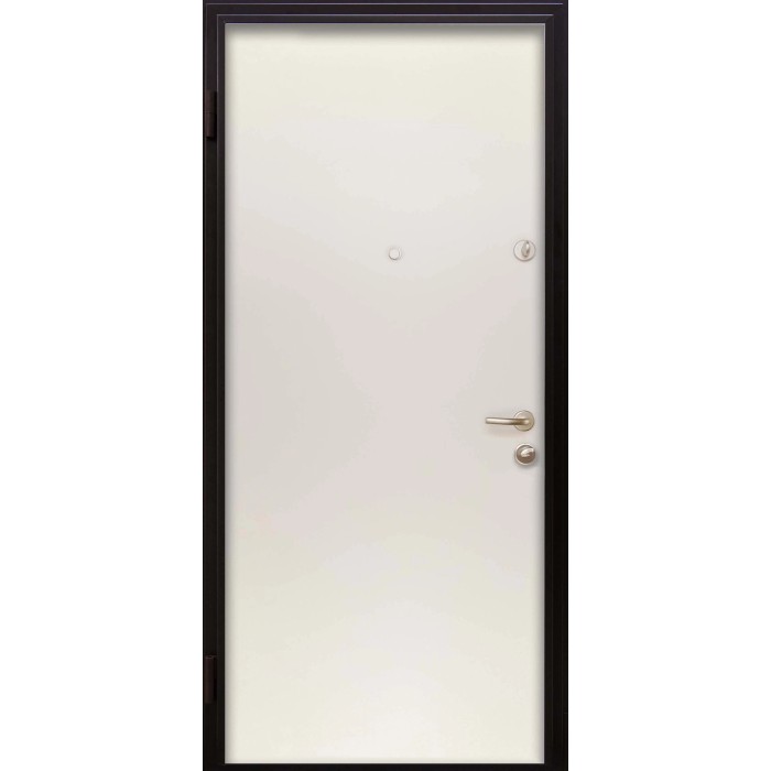 Porta blindata t.b.t. con telaio nero e pannello porta bianco.