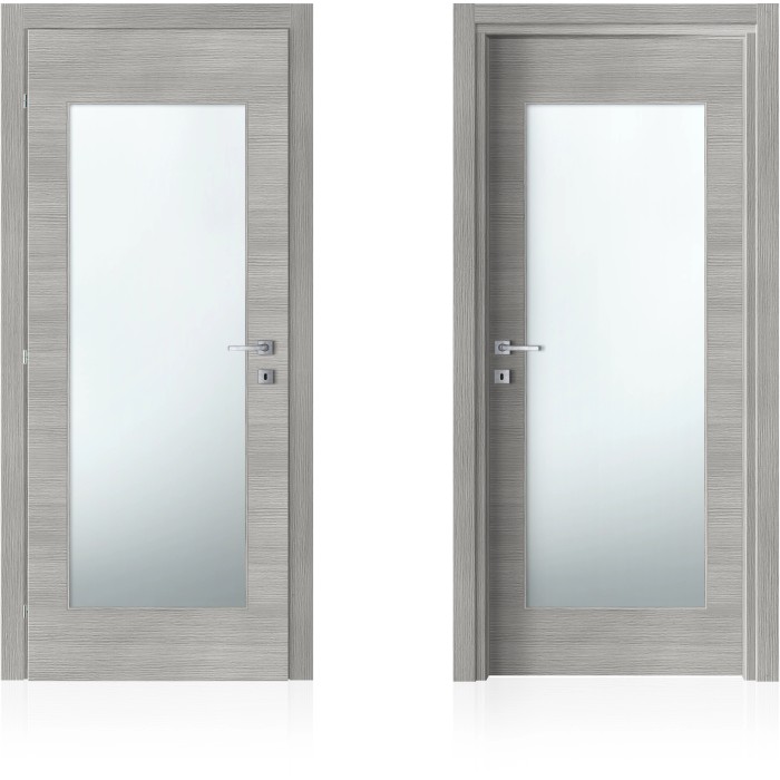 Porte interne grigie con inserto in vetro, vari design.