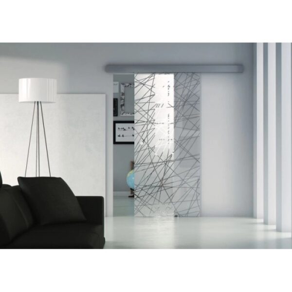 Porta scorrevole esterno muro Alu in cristallo fumè 76x0,8x215 cm
