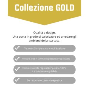 Dettagli porta interna: Telaio, finitura, cerniere e serratura in evidenza.