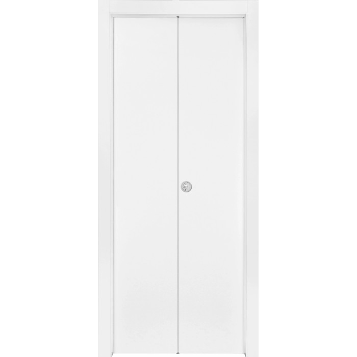 Porta interna bianca t.b.t. con serratura centrale, ideale per ambienti moderni.