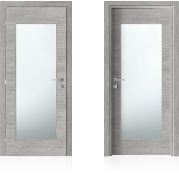 Porte interne grigie con inserto in vetro, vari design.