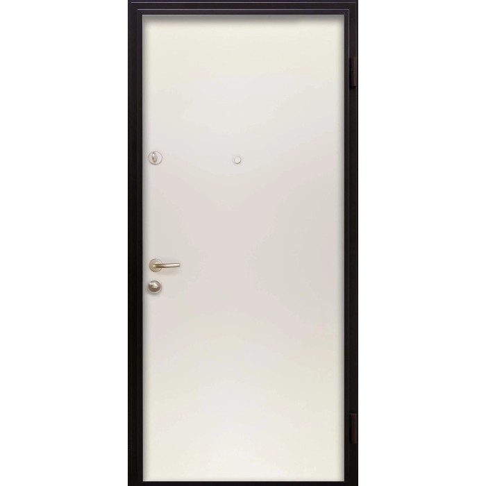 Porta blindata t.b.t. con telaio nero e pannello porta bianco.
