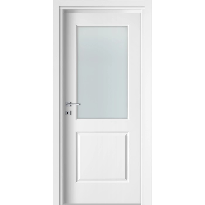 Porta interna bianca con inserto in vetro. Porta per interni.