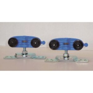 Due rulli blu per porta t.b.t. per accessori per porte.