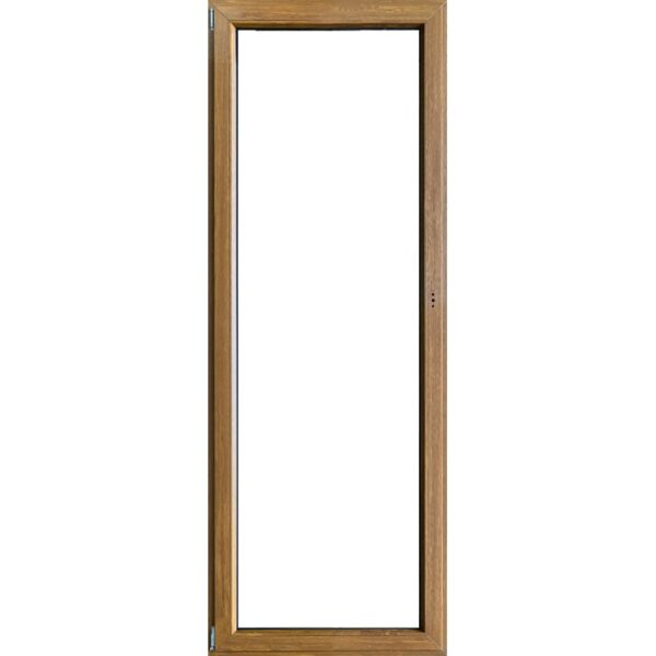 Finestra in PVC t.b.t. con effetto legno, telaio marrone.