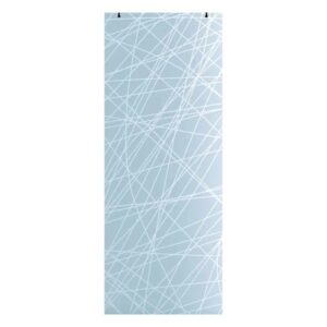 Porta in vetro t.b.t. con motivo astratto a linee bianche.