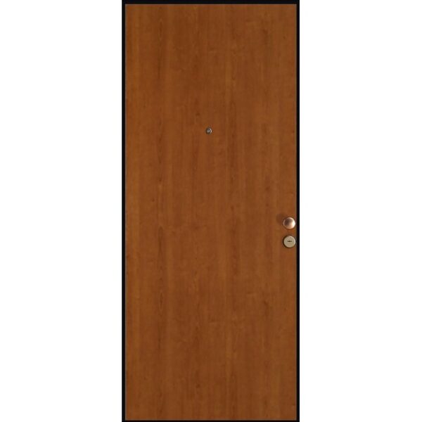 Porta blindata t.b.t. marrone con spioncino e maniglia.