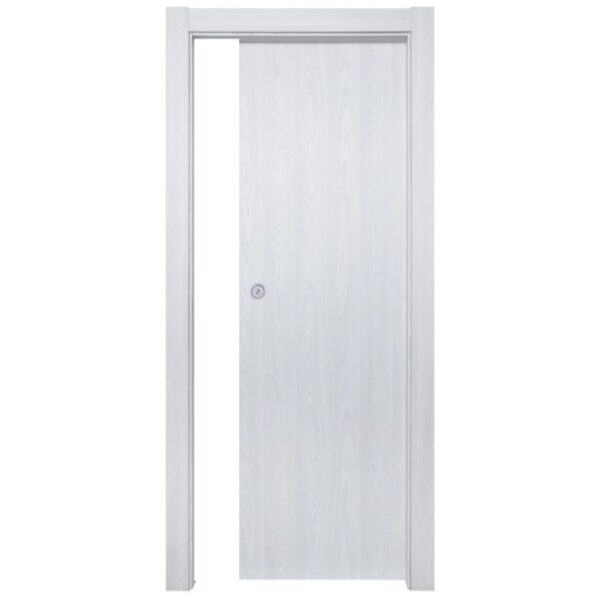 Porta interna bianca con telaio, design semplice.