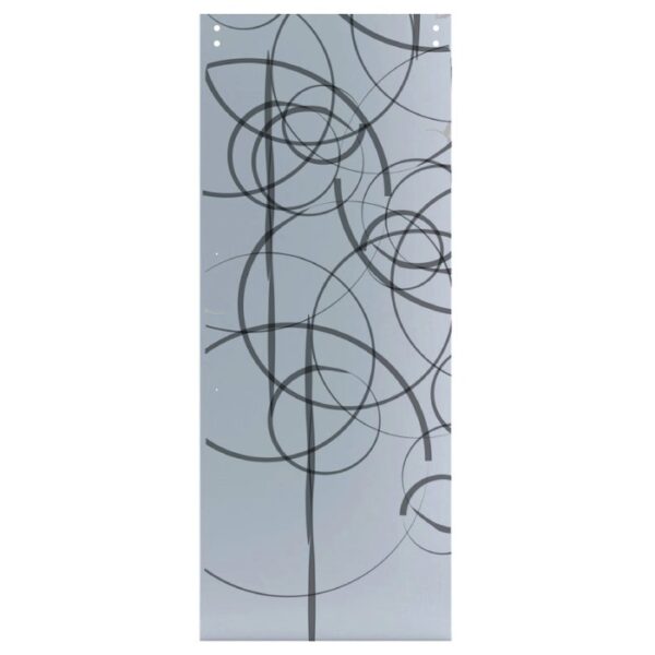 Porta in vetro t.b.t. con design astratto a cerchi.