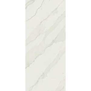 Pavimento vinilico t.b.t. effetto marmo, crema con venature grigie.